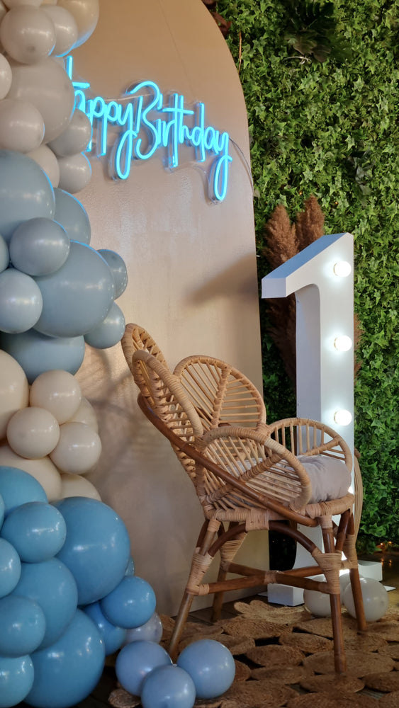 
                  
                    Baloane | Panou cu arcadă organică și neon
                  
                