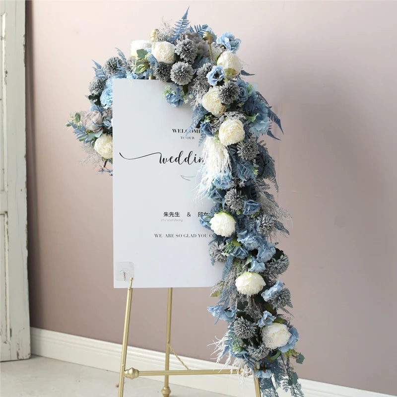 Flori mătase | arcada florala | flori albastre